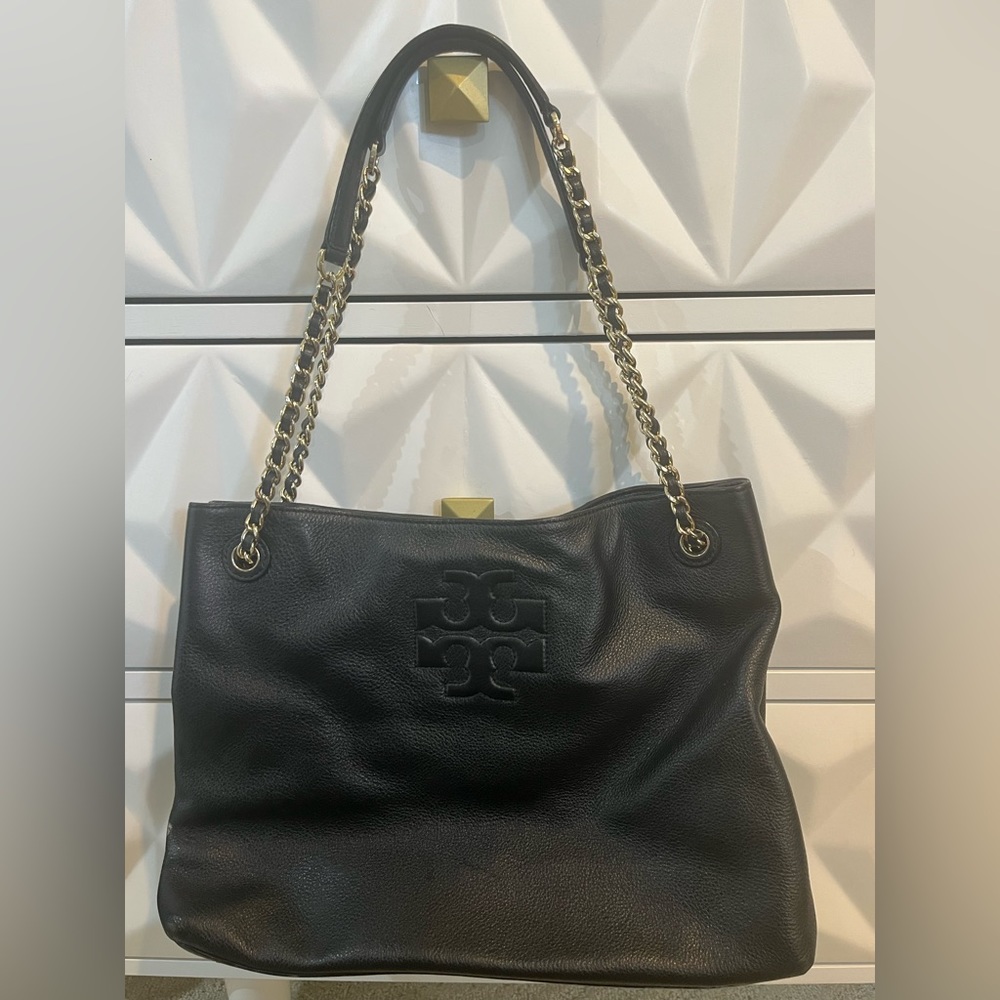 Never Used Black Tory Burch Thea Chain Shoulder Slouchy Tote